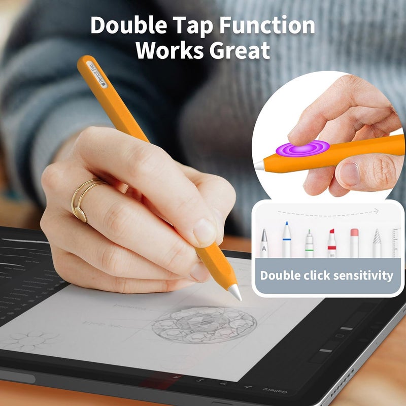 AKSHFETH Ultra Thin Protective Pencil Cover for Apple Pencil Pro &Apple Pencil 2nd Gen Silicone Case Sleeve Soft Durable Silicone Cover(Orange) - Image 5